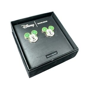 New Baublebar x Disney Halloween Earrings Mickey Ears Glow In The Dark Spiderweb